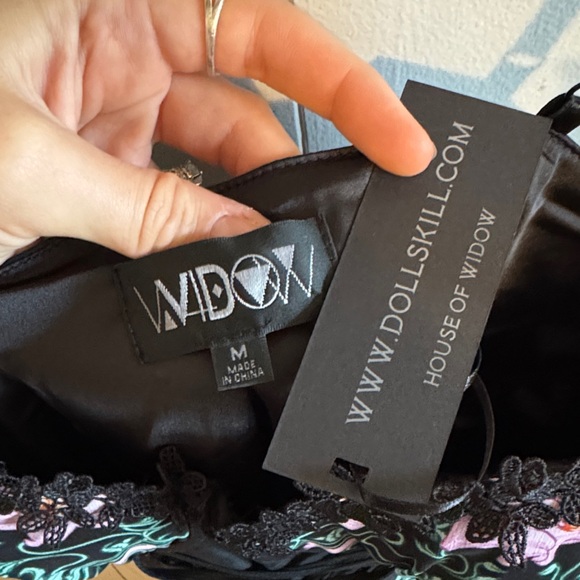 Dolls Kill Black and Pink Floral Corset Mini Dress - Picture 5 of 5